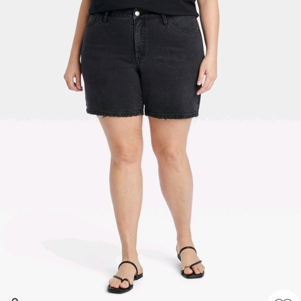 Ava & Viv Black Denim Cutoff Bermuda Shorts